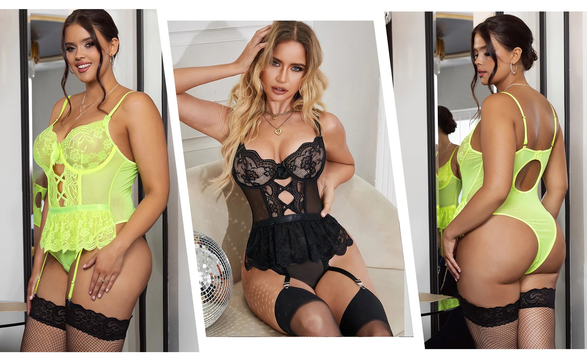 Lime Seduction Garter Set