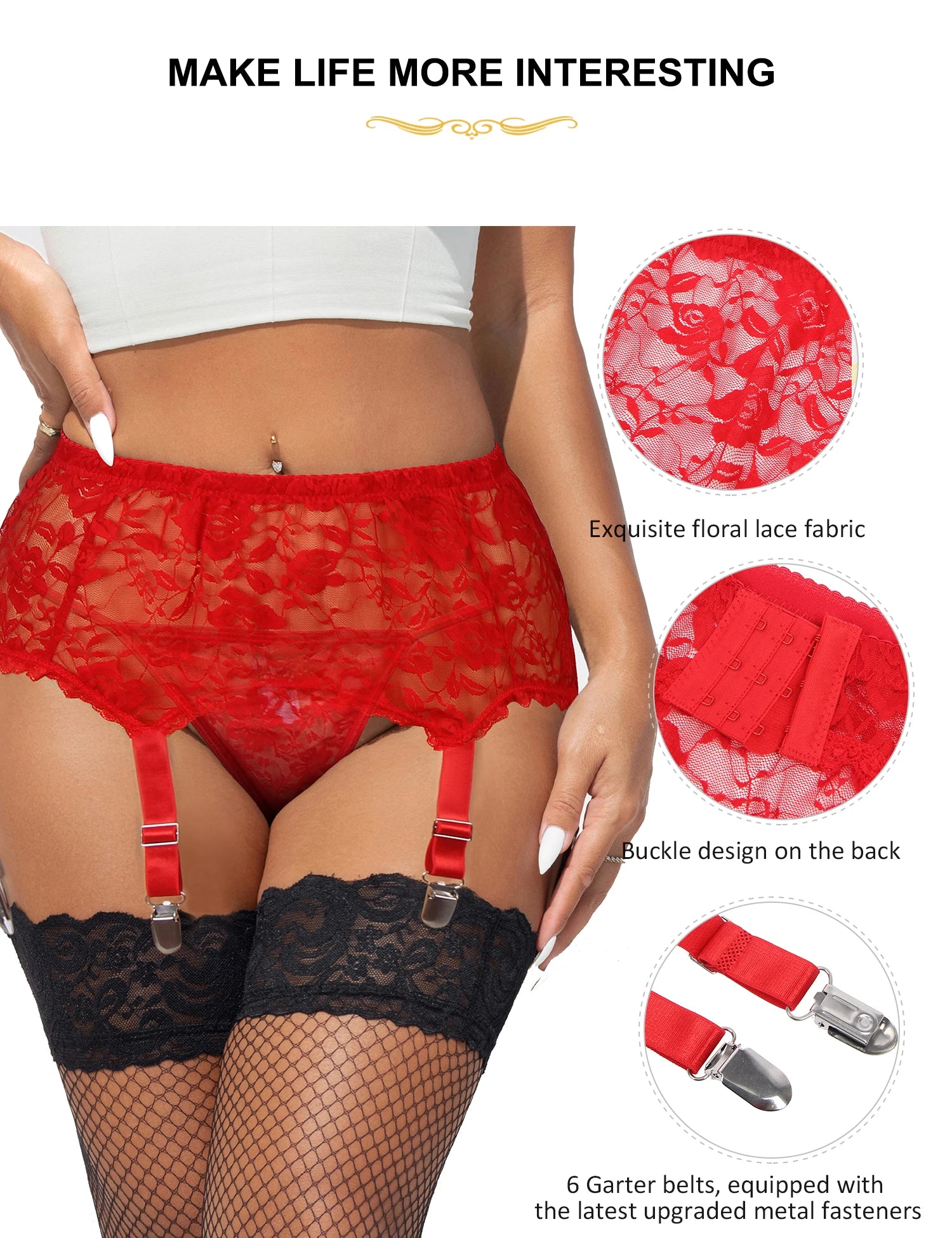 Midnight Bloom Lace Garter Belt